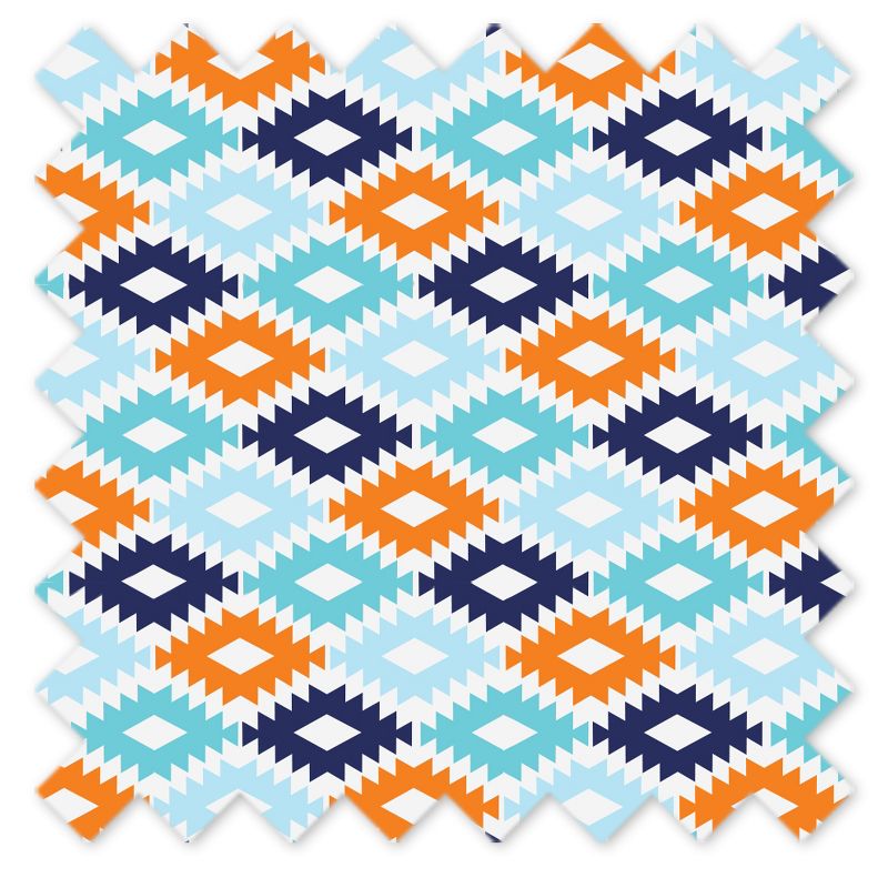 Bacati - Aztec Aqua/Orange/Navy Orange Fox Embroidered Blanket, 2 of 4