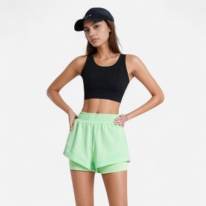 Anna-Kaci Active Women's High Waist Layered Active Shorts with Inner Compression Liner and Wide Elastic Waistband - 1 of 4