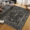 Area Rug Indoor Vintage Living Room Carpet Washable Distressed Rug Black Floral Bedroom Retro Accent Throw Rug Office Dining Room, Black - 2 of 4