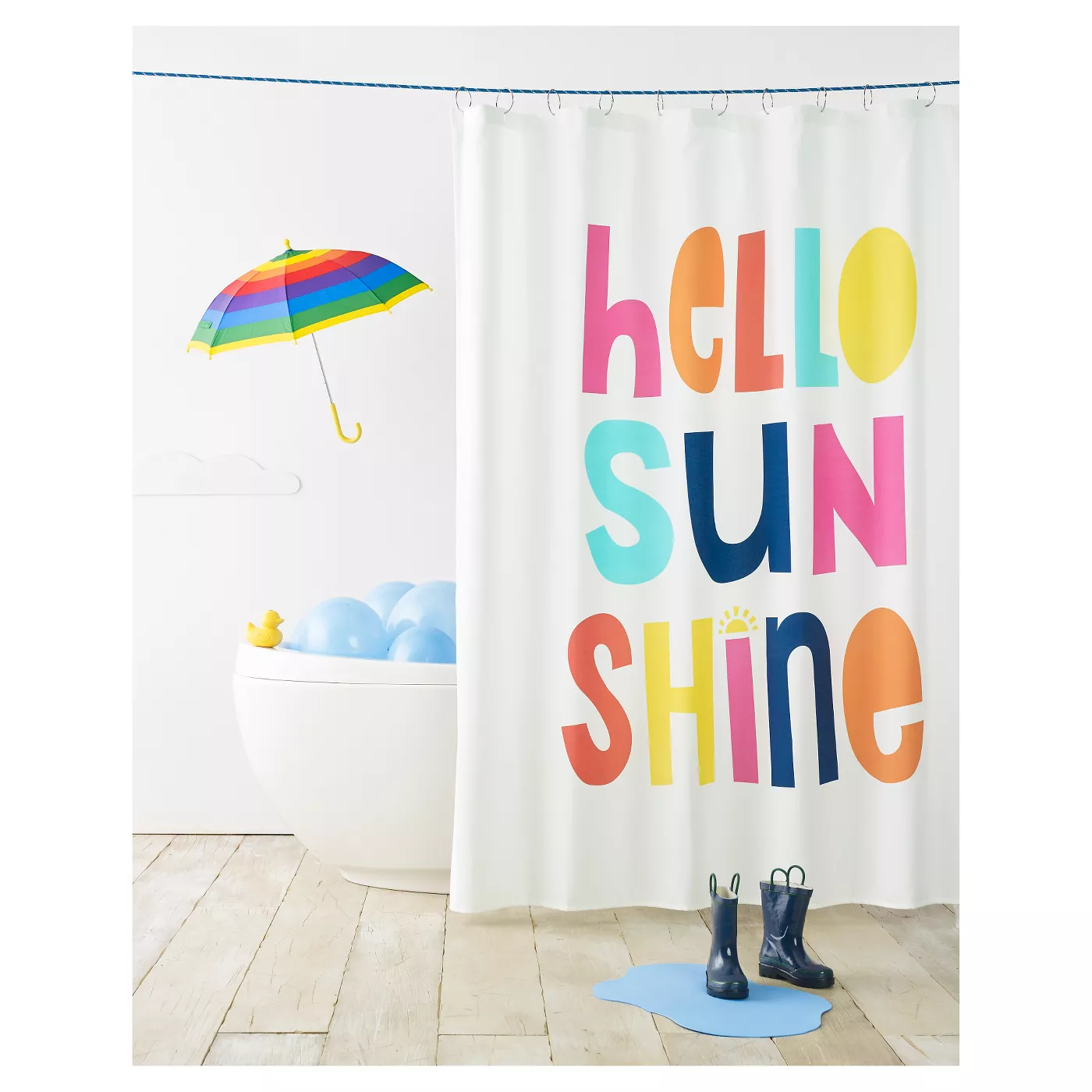 Hello Sunshine Shower Curtain White - Pillowfort™ - image 1 of 6