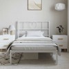 vidaXL Twin XL Metal Bed Frame with Headboard, Sturdy Steel, White, No Mattress - 3 of 4