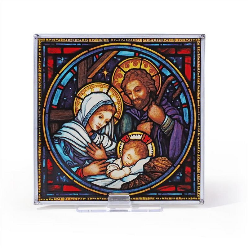 Design Toscano The Holy Family Nativity Religious Art Glass Panel, 3 of 5