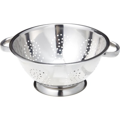 Heavy Duty Stainless Steel Colander 5 Qt | Easy Grip Handles | Self-Draining Base | Mirror Polished