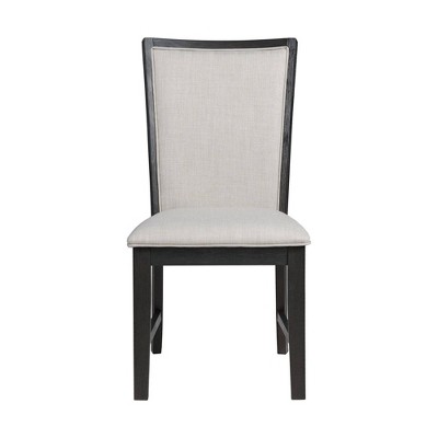 Transitional Cream and Black Upholstered Side Chair with Wooden Slats