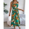 Womens Summer Floral Maxi Dresses Sleeveless Smocked Spaghetti Strap A Line Flowy Beach Long Desses - 4 of 4
