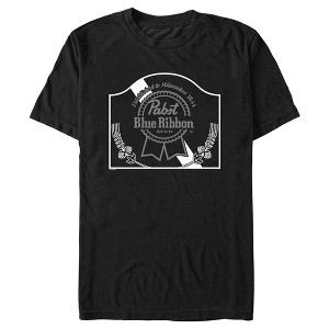 Men's Pabst Vintage Sign Black and White Logo T-Shirt - 1 of 4