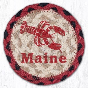 Earth Rugs Lobster Maine Printed Coaster – Nautical Red Design on Braided Jute, Coastal Decor, 5"x5" - 1 of 3