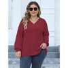 Coolmee Womens Plus Size Tops Casual V Neck Long Sleeve Shirts Lightweight Knit Sweaters Comfy Tunics Blouses - 3 of 4