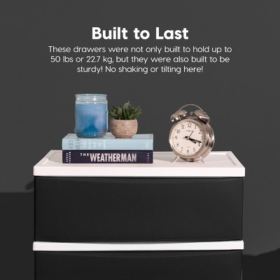 IRIS USA Wide Black and White 4-Drawer Plastic Storage Cart