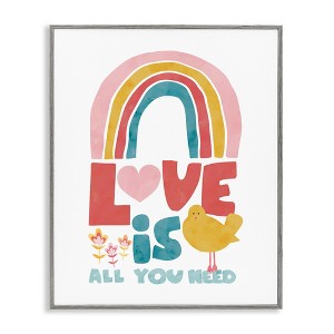 Stupell Industries Rainbow Love Is All You Need Framed Giclee Art, Gray, 16" x 20" - 1 of 4