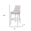 HomeRoots 31" Gray And White Faux Leather And Solid Wood Bar Height Swivel Bar Chair - 3 of 4