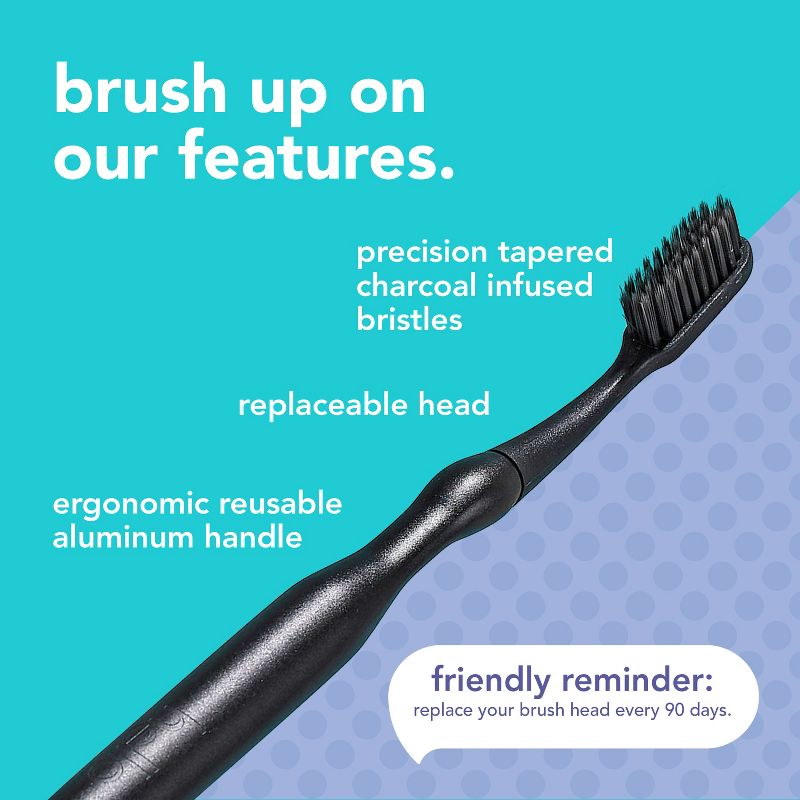 hello Sustainable Manual Toothbrush &#38; Refill - Black - Soft, 5 of 9
