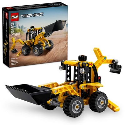 LEGO Technic Backhoe Loader Construction Toy with Back Digger, Scoop & Outriggers 42197