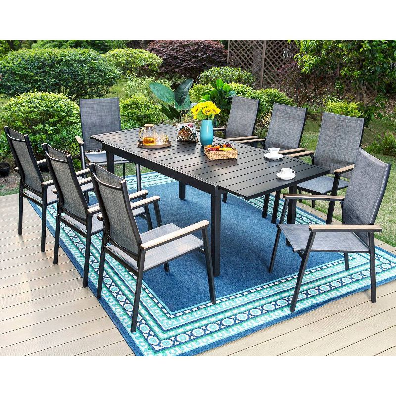 9pc Patio Set with Steel Expandable Table &#38; Stackable Sling Chairs - Captiva Designs, 1 of 9
