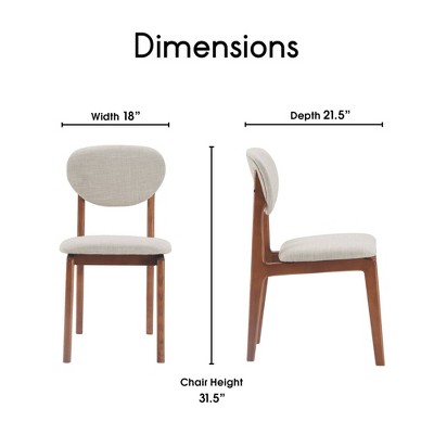 Light Gray Upholstered Wood Mid-Century Modern Dining Chairs