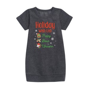 JoJo Siwa Holiday Wish List Graphic Short Sleeve Fleece Dress - Heather Charcoal - 4T - 1 of 2