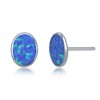 Opalata Sterling Silver Blue Inlay Opal Oval Disc Earrings and 18" Pendant Necklace Set - 3 of 4
