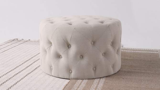 Maven Lane Marcy Traditional Round Ottoman in Fabric Upholstery, 2 of 8, play video
