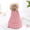 Anna-Kaci Women's Cable Knit Beanie with Faux Fur Pom-Pom - Warm Stretchy Winter Hat for Casual Daily Wear - 3 of 4