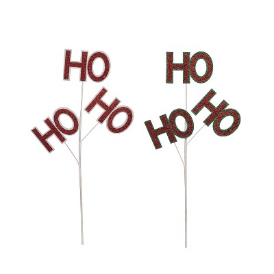 Transpac Green & Red Ho Ho Ho Spray Set of 2 Christmas Home Decorations