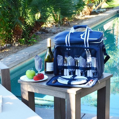 Picnic at Ascot Soft Sided Rolling Cooler with Four Person Picnic Set