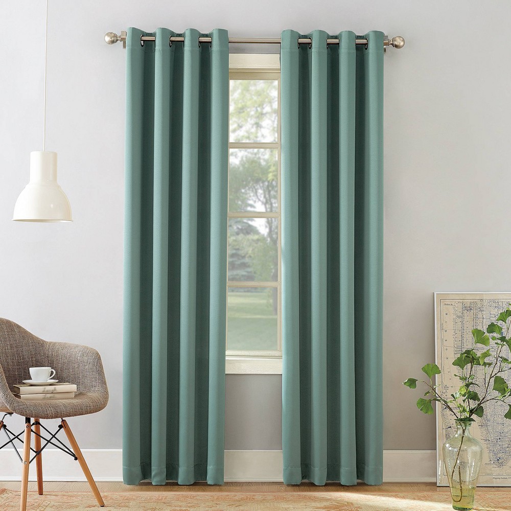 Photos - Curtain Rod / Track 40"x63" Sun Zero Room Darkening Lazlo Grommet Curtain Panel Mineral: Energy Efficient, Thermal Insulated, Modern Style