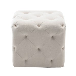 19" Square Pintucked Ottoman - WOVENBYRD - 1 of 4