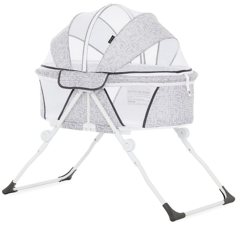 Dream On Me JPMA Certified Karley Plus Portable Bassinet With Removable Canopy And Folding Legs in Cool Grey, 3 of 14