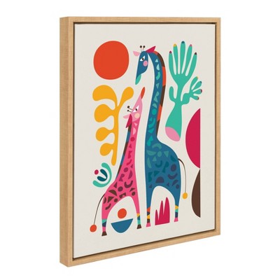 Colorful Giraffe Family Canvas Art for Kids' Nursery