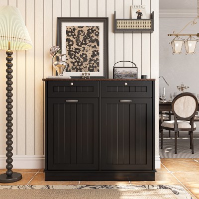 40 in. W x 14 in. D x 36 in. H Ready to Assemble Floor Base Tilt-Out Trash Kitchen Cabinet with 2-Drawer