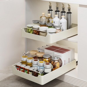 Kitchen Pull Out Cabinet Organizer Fixed With Adhesive Film, Heavy Duty Storage and Organization Slide Out Pantry Shelves Sliding Drawer - 1 of 4