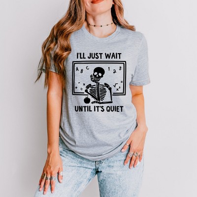 Simply Sage Market Wait Until It's Quiet Apple Short Sleeve Tee - S - Heather Grey
