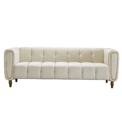 NicBex 3-Seater Sofa Couch with Tufted Back Modern 83.07 Inch Upholstered Sofa with Armrest for Living Room,Beige