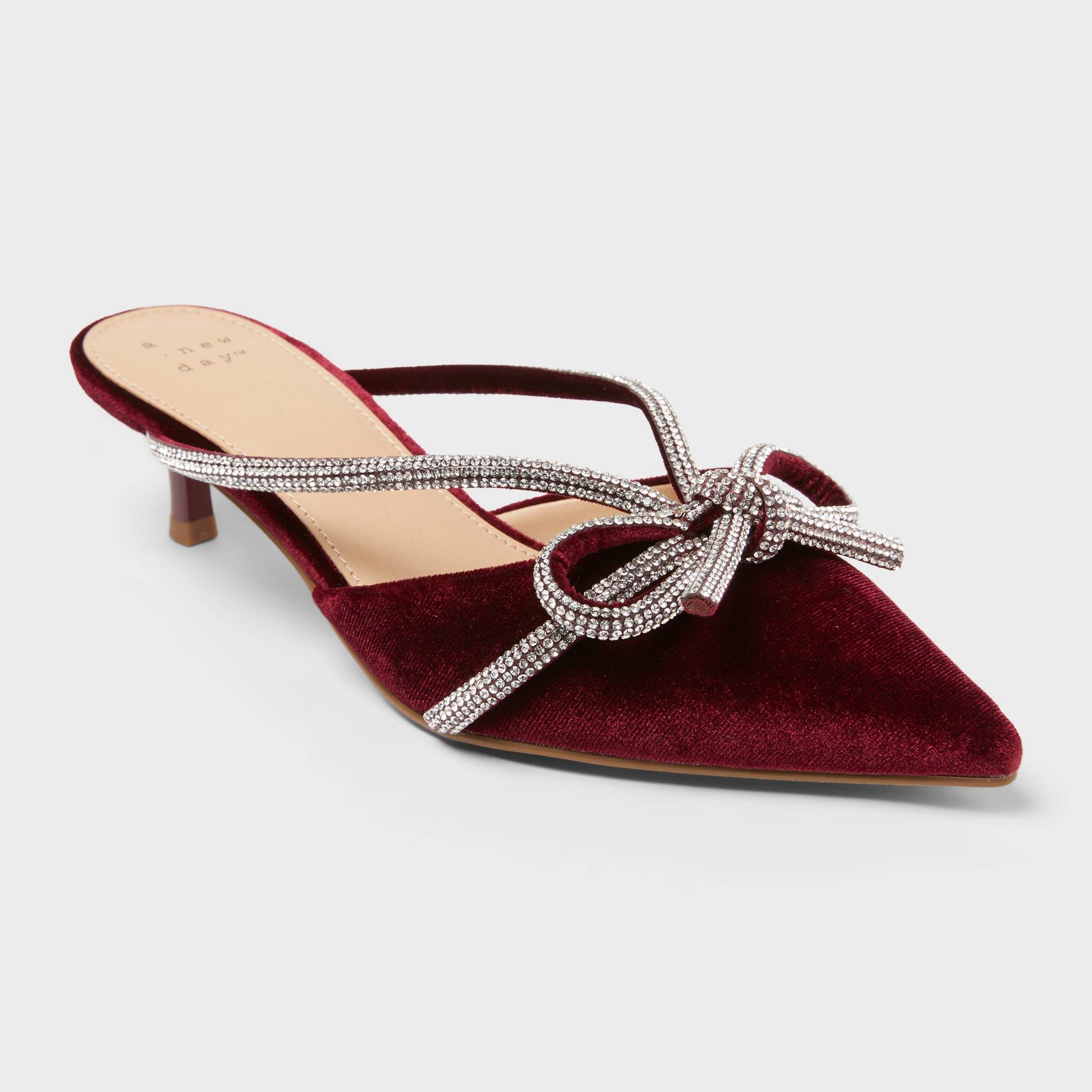 Women’s Gwen Rhinestone Bow Heels - A New Day™ Burgundy