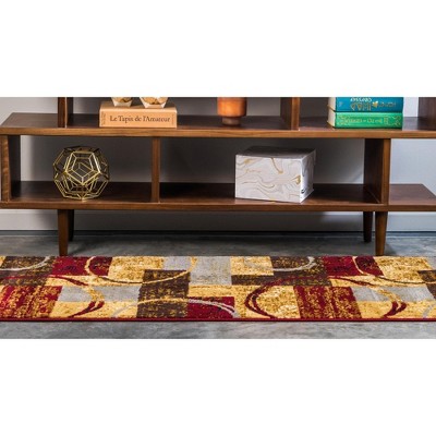 Braided Abstract Synthetic 2'2" x 6'1" Indoor Runner Rug in Multicolor