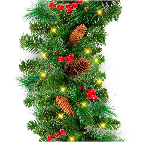 1 Set Artificial Pine Branches With Red Berries, Pine Cones