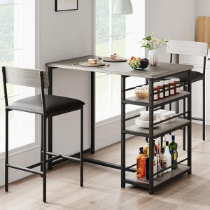Bar Table Set 3-Piece Bar Table with Bar Stool Set Kitchen Table with Chairs for Kitchen, Dining Room, Bistro, etc. - 1 of 4