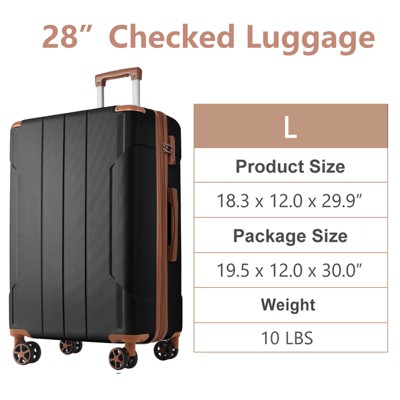 Vynxaria 28-Inch Hardshell Luggage: Lightweight ABS, TSA Lock, Double Wheels & 25% Expandable for Long Trips