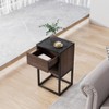 14"W Nightstand Corner Table End Table Side Table with Drawer and Shelf, Brown+Marble Black-ModernLuxe - 4 of 4