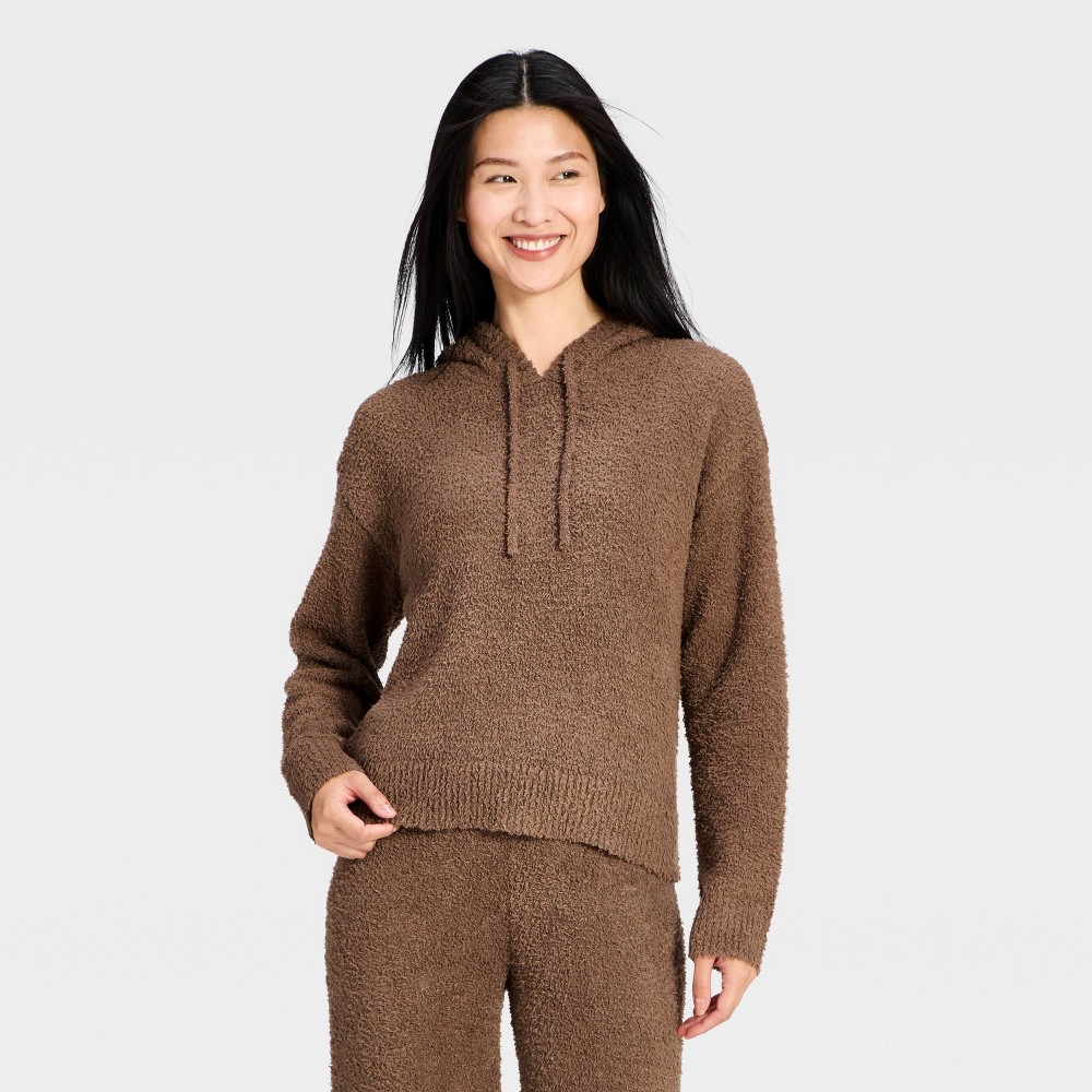 Women's Teddy Hooded Pullover Sweater - Auden™ Brown S