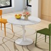 Round Dining Table with Printed Wood Grain Table Top,Metal Base Pedestal Kitchen Table for 4-6 Person for Kitchen Small Space-Maison Boucle - 2 of 4
