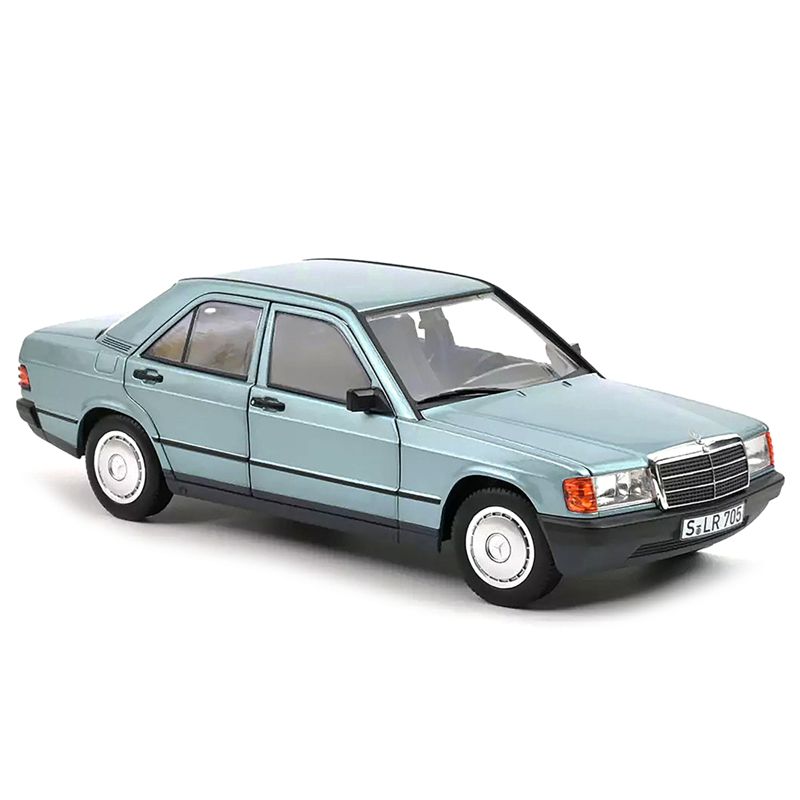 1984 Mercedes-Benz 190 E Light Blue Metallic with Blue Interior 1/18 Diecast Model Car by Norev, 2 of 4