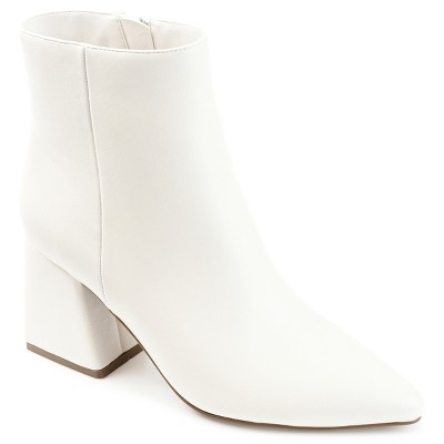 White booties 2025 low heel