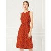 Allegra K Women's Floral Split Neck Drawstring Waist Sleeveless A-Line Summer Midi Dress - 4 of 4