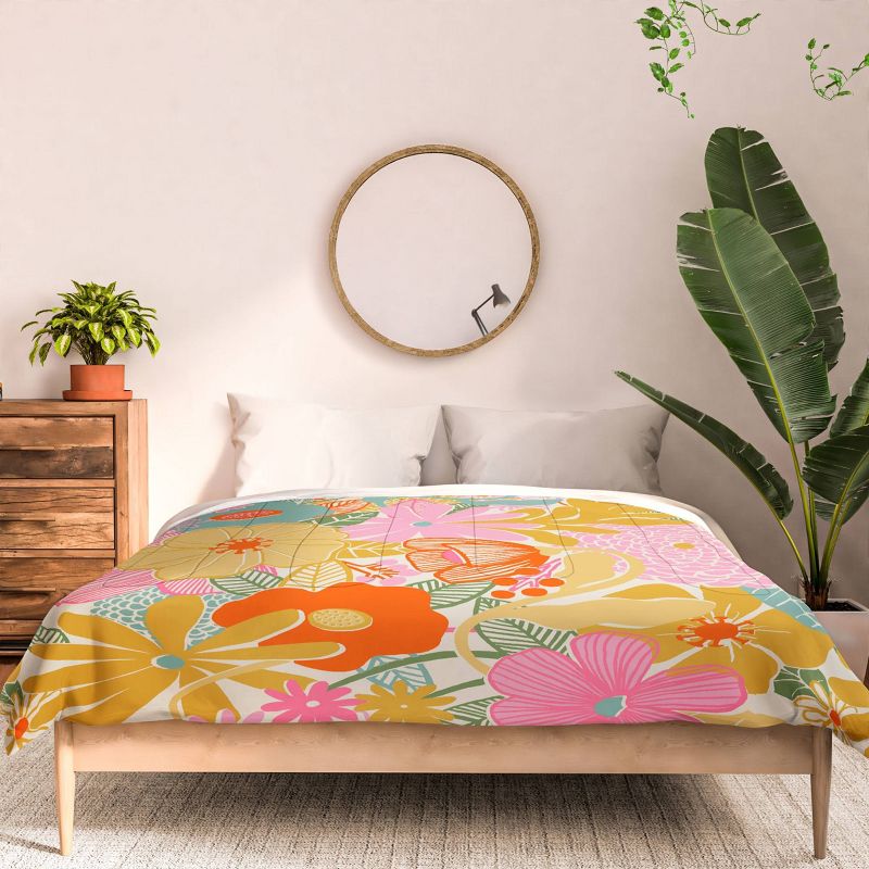 Deny Designs Megan Galante 60s Retro Floral Comforter Set Gold, 3 of 7