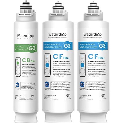 Waterdrop G3 Replacement Filter 1-Year Combo, Pack of 2 WD-G3-CF Filters and 1 WD-G3-CB Filter
