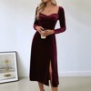 Velvet Midi Dress Cocktail Party Formal Gowns Evening Party Christmas Dresses Long Sleeve Winter Wedding Guest Dress - 2 of 4
