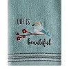 2pc Life is Beautiful Hand Towels - SKL Home: Cotton Velour, Floral Design, Bathroom Towel Set - 2 of 3