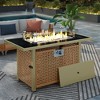 Gulches 43" Propane Gas Fire Pit Table - 60000 BTU Rectangular Outdoor Fire Pit with Glass Wind Guard, Blue Glass Stones & Anti-Rust Lid - 3 of 4