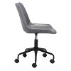 Office Chair 35.2"H Gray – Faux Leather Upholstery with Powder-Coated Steel Frame & Swivel Base, Adjustable Modern Desk Seating by Zuo Modern - 4 of 4